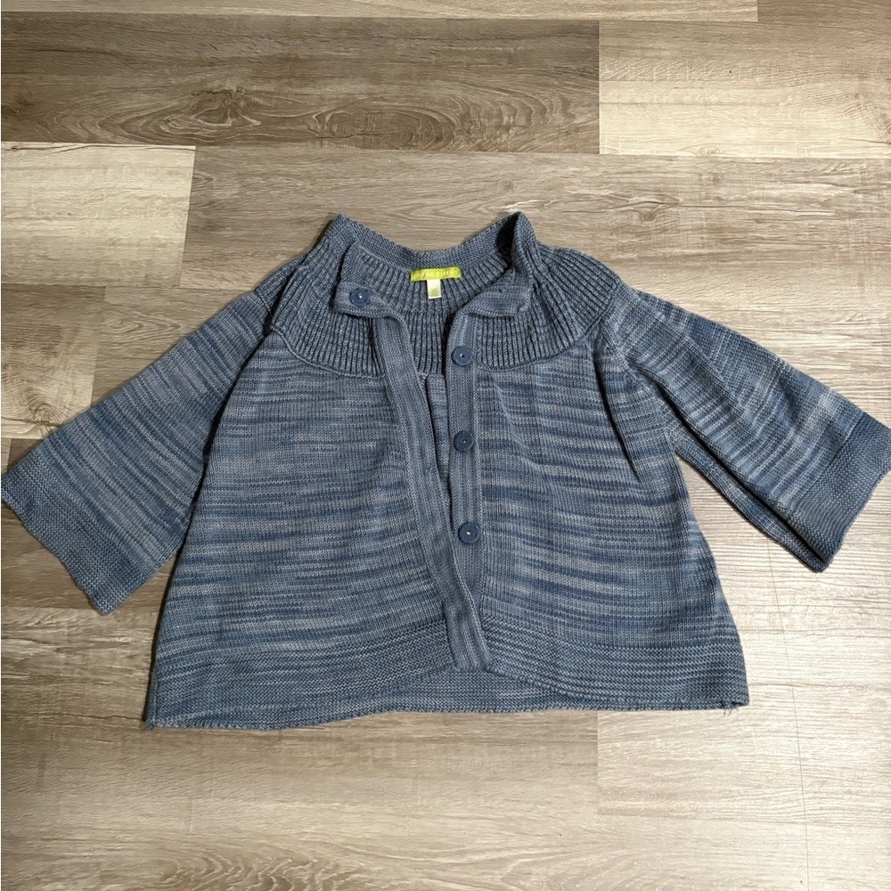 Sigrid Olsen Blue Knit Sweater cropped. Size XL